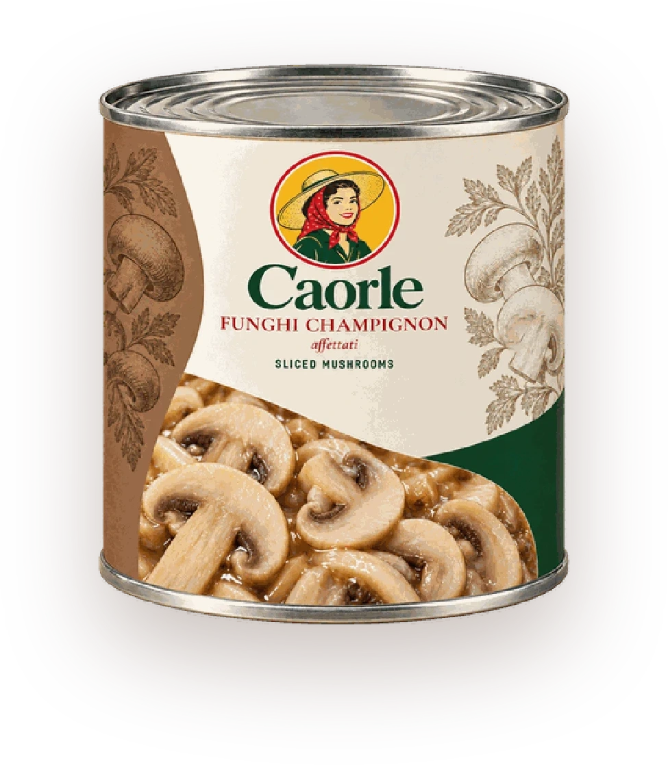 Funghi Champignon Affettati — plechovka Caorle